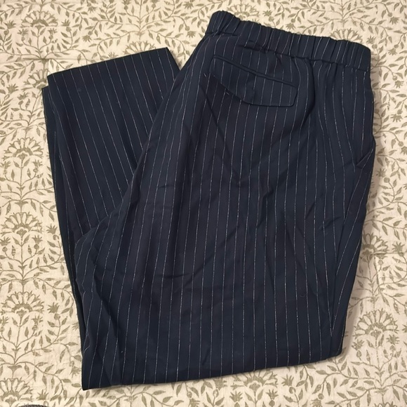 Madewell Cotton/Linen/Wool Trouser, Sz XL, Navy Stripe - Picture 1 of 2